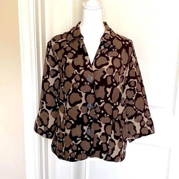 East 5th linen button down blouse. Pebble print, collared Mature brand Size PL - Picture 1 of 10